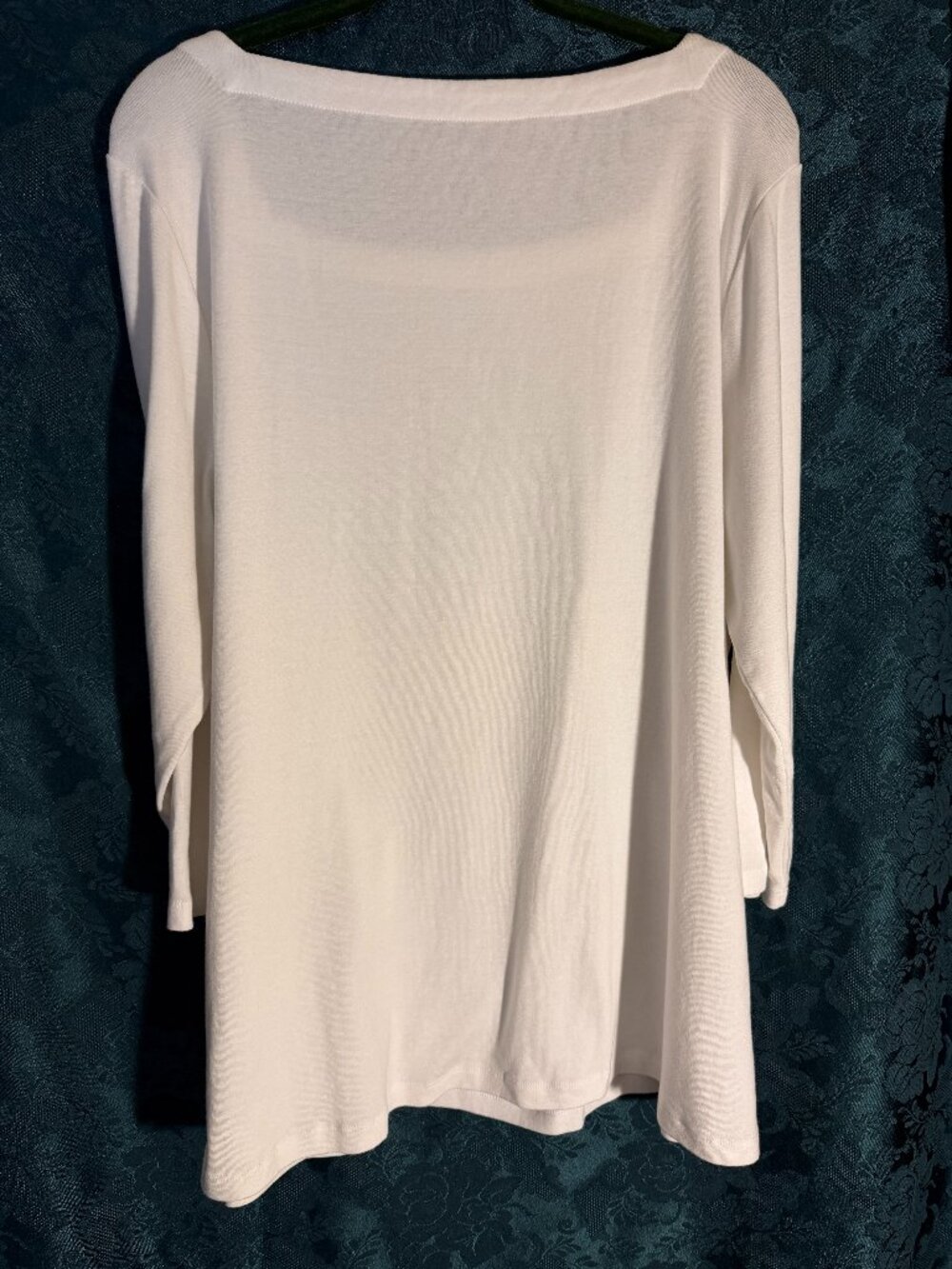 Chicos 100% Pima Cotton White Square Neck 3/4 Sleeve Top/Tunic Sz 4 (2XL) - Picture 2 of 7